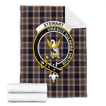 Stewart Navy Tartan Blanket with Family Crest