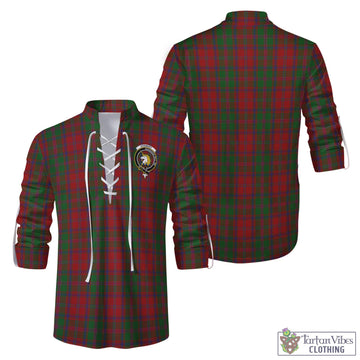Stewart of Appin Tartan Men's Scottish Traditional Jacobite Ghillie Kilt Shirt with Family Crest