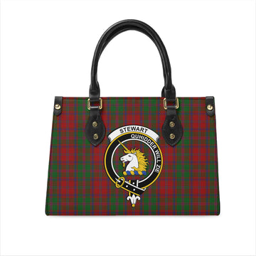 Stewart of Appin Tartan Leather Bag with Family Crest