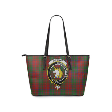Stewart of Appin Tartan Leather Tote Bag with Family Crest