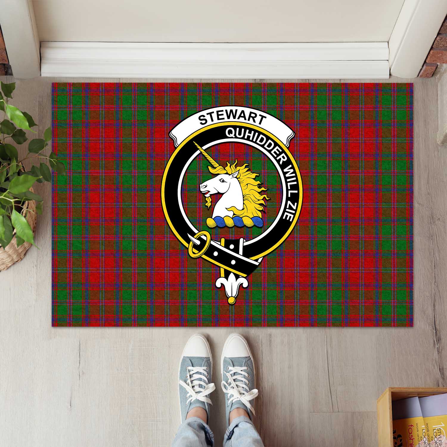 Stewart of Appin Hunting Modern Tartan Crest Round Rug