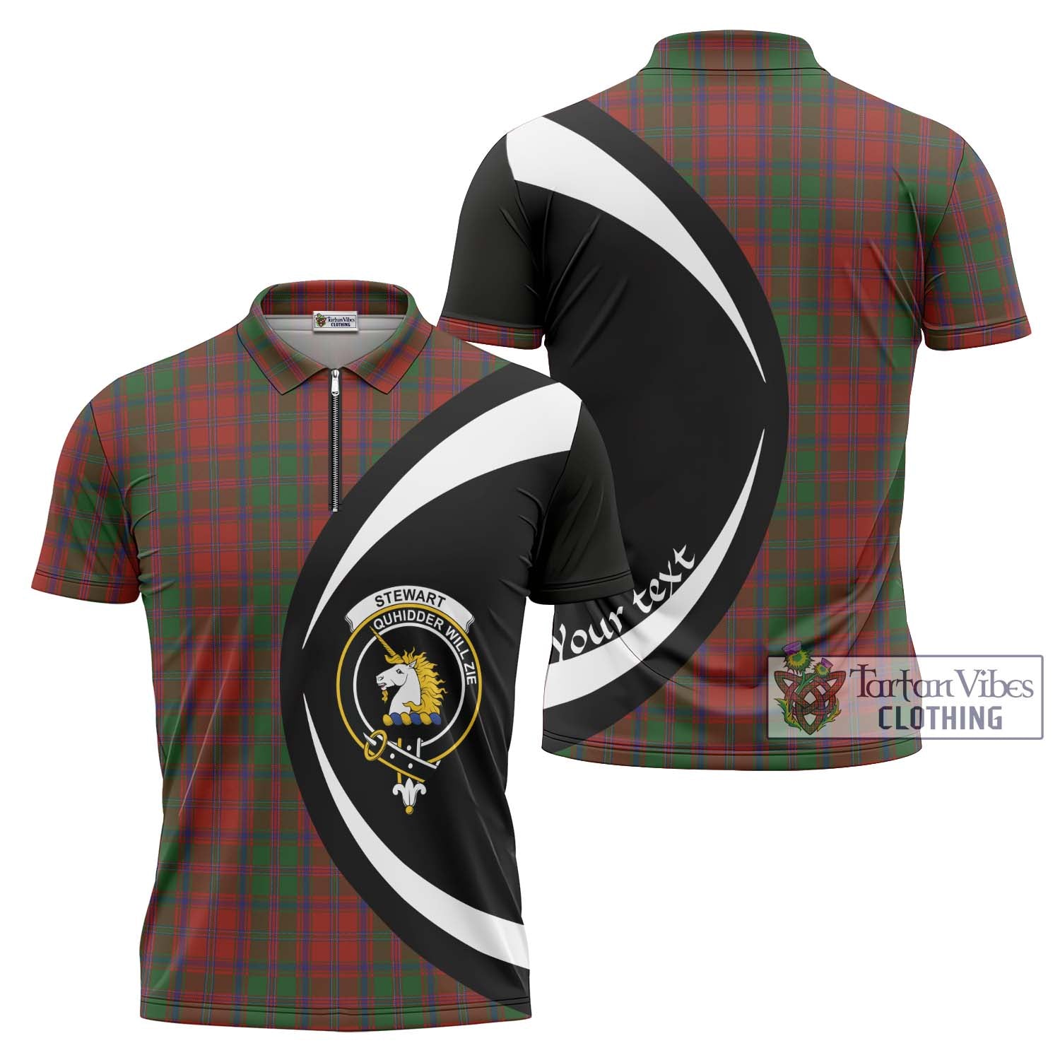 Stewart (Stuart) of Appin Tartan Zipper Polo Shirt with Family Crest Circle Style Unisex - Tartan Vibes Clothing