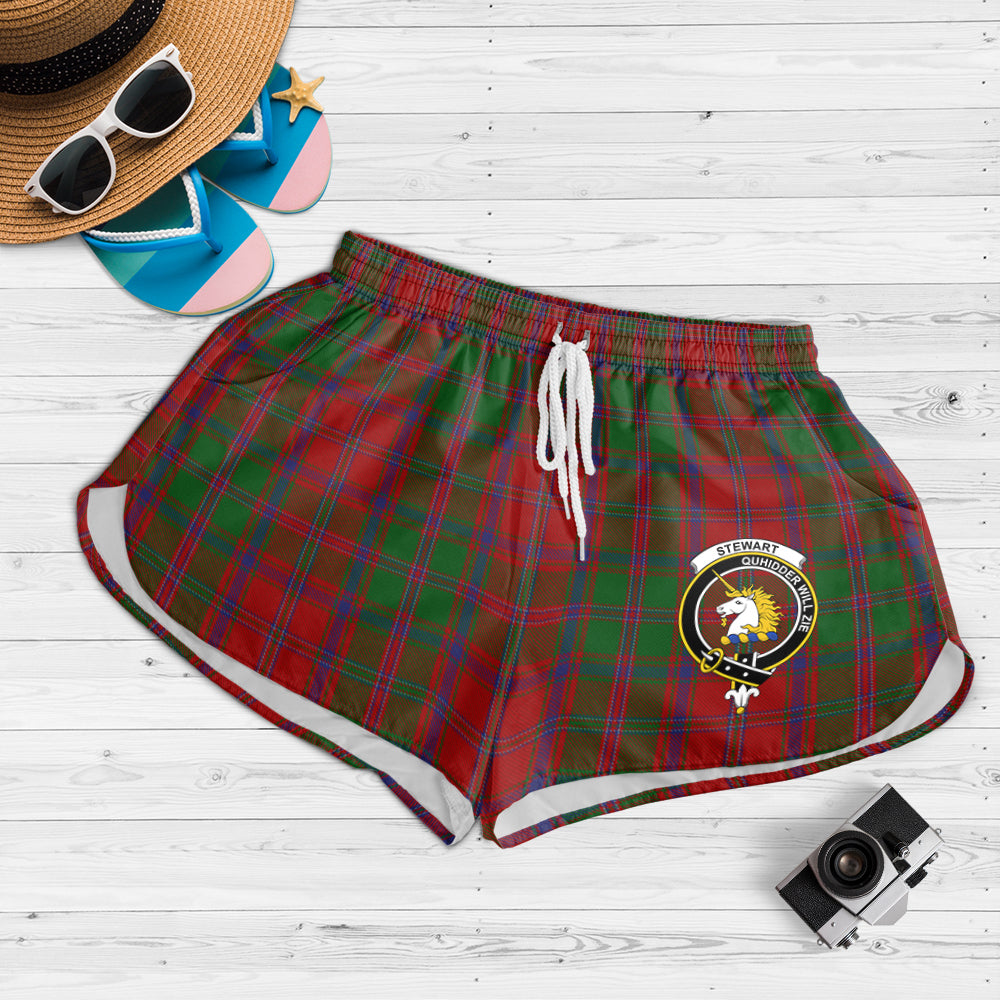 stewart-of-appin-tartan-womens-shorts-with-family-crest