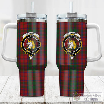 Stewart of Appin Tartan and Family Crest Tumbler with Handle
