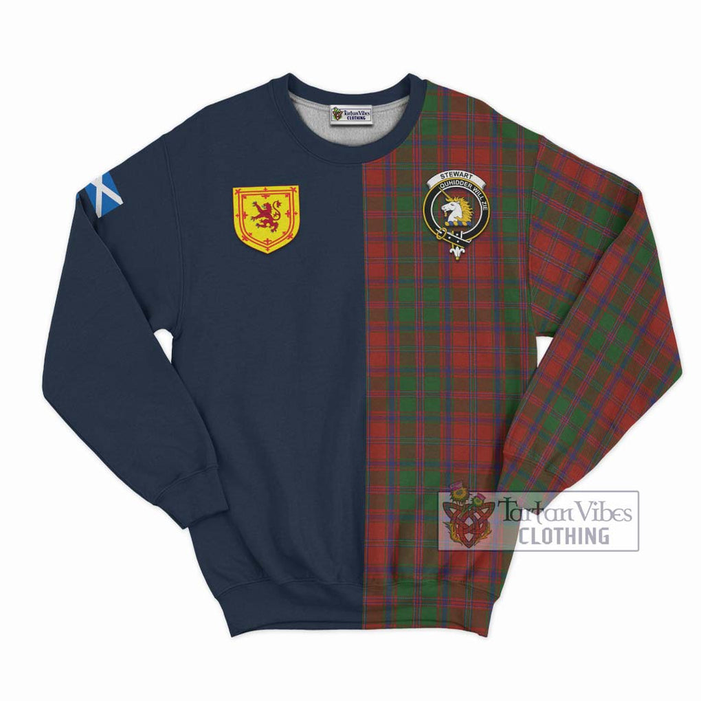 Tartan Vibes Clothing Stewart of Appin Tartan Sweatshirt with Scottish Lion Royal Arm Half Style