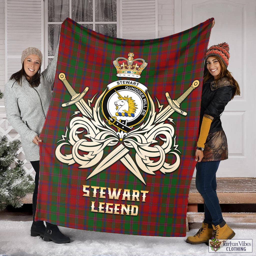 Stewart (Stuart) of Appin Tartan Blanket with Clan Crest and the Golden Sword of Courageous Legacy