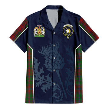 Stewart (Stuart) of Appin Tartan Hawaiian Shirt with Family Crest and Scottish Thistle Vibes Sport Style