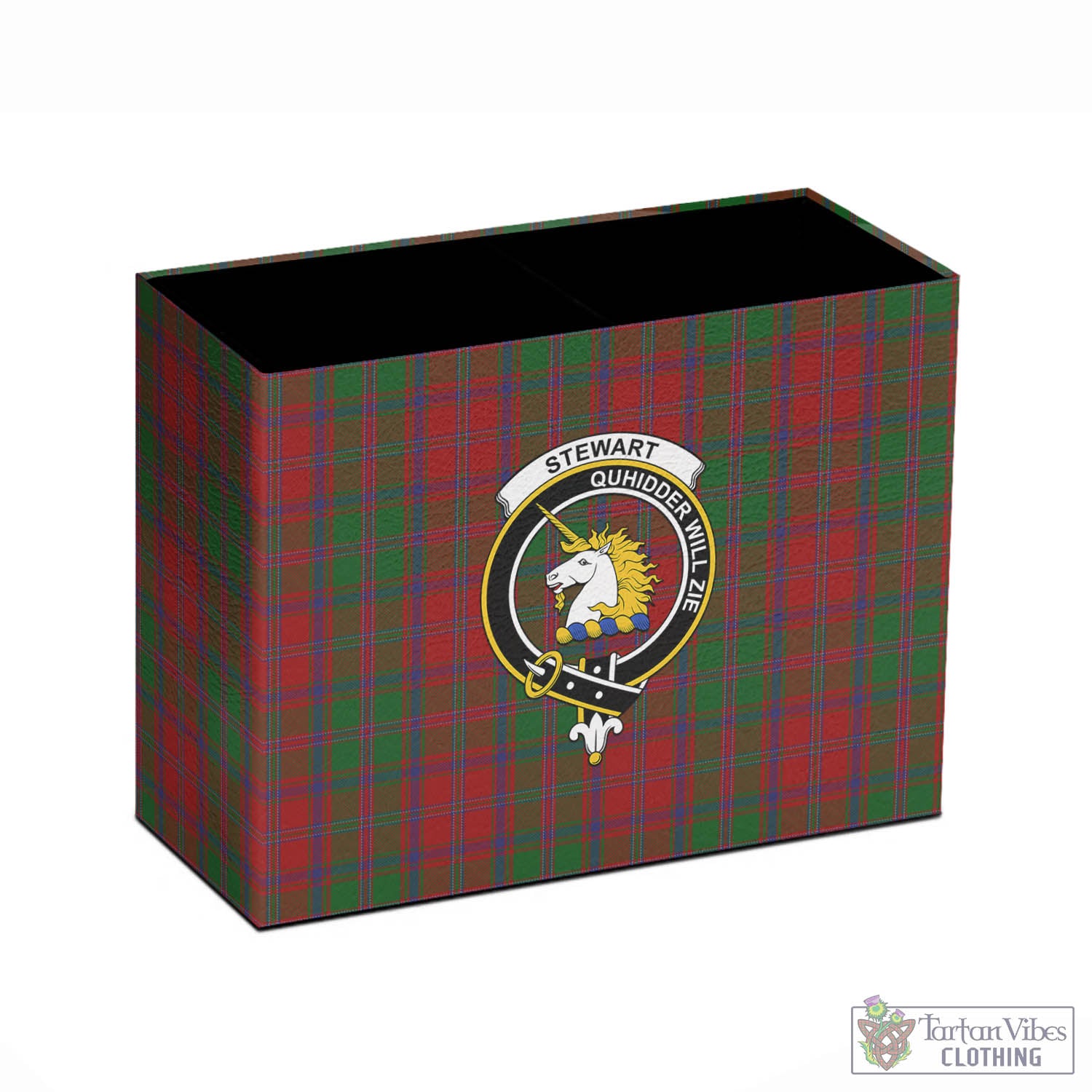 Tartan Vibes Clothing Stewart of Appin Tartan Pen Holder with Family Crest