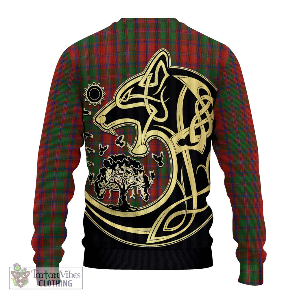 Stewart (Stuart) of Appin Tartan Knitted Sweater with Family Crest Celtic Wolf Style - Tartan Vibes Clothing