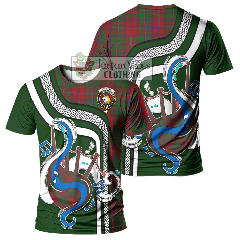 Stewart (Stuart) of Appin Tartan T-Shirt with Epic Bagpipe Style - Tartanvibesclothing Shop