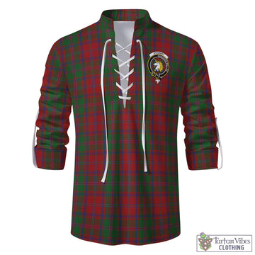 Tartan Vibes Clothing Stewart of Appin Tartan Men's Scottish Traditional Jacobite Ghillie Kilt Shirt with Family Crest
