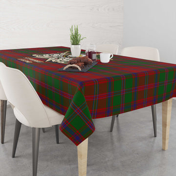 Stewart (Stuart) of Appin Tartan Tablecloth with Clan Crest and the Golden Sword of Courageous Legacy