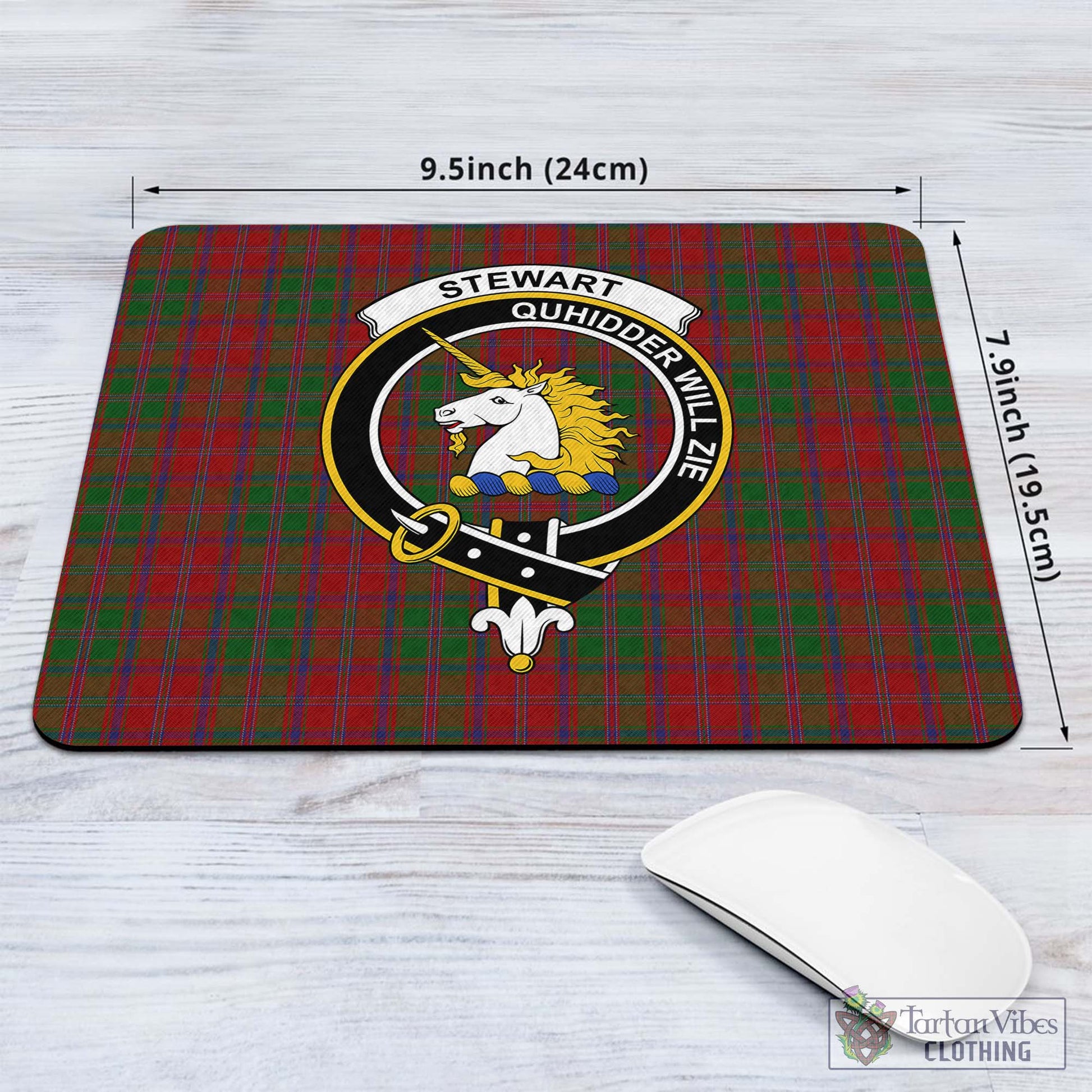 Tartan Vibes Clothing Stewart of Appin Tartan Mouse Pad with Family Crest
