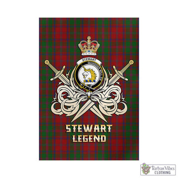 Stewart (Stuart) of Appin Tartan Garden Flag with Clan Crest and the Golden Sword of Courageous Legacy