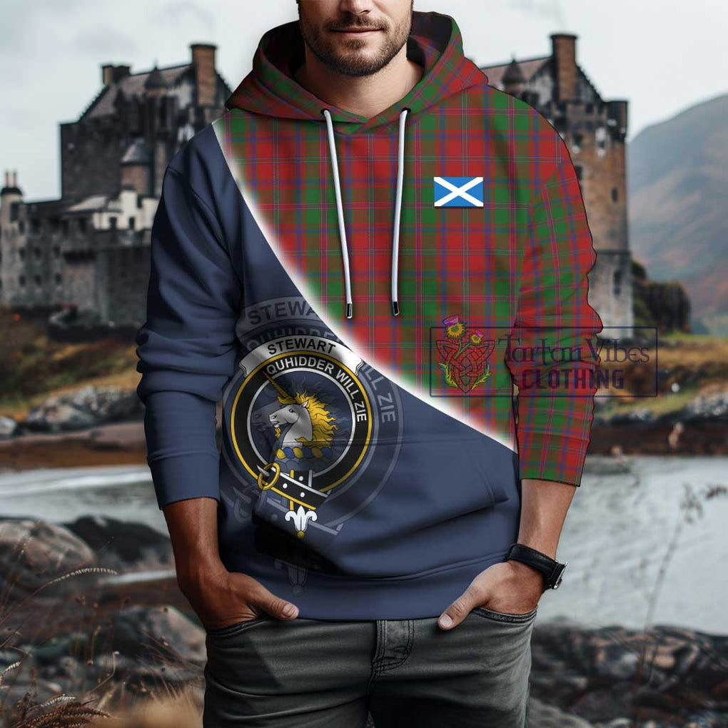 Stewart (Stuart) of Appin Tartan Hoodie with Personalised National Flag and Family Crest Half Style