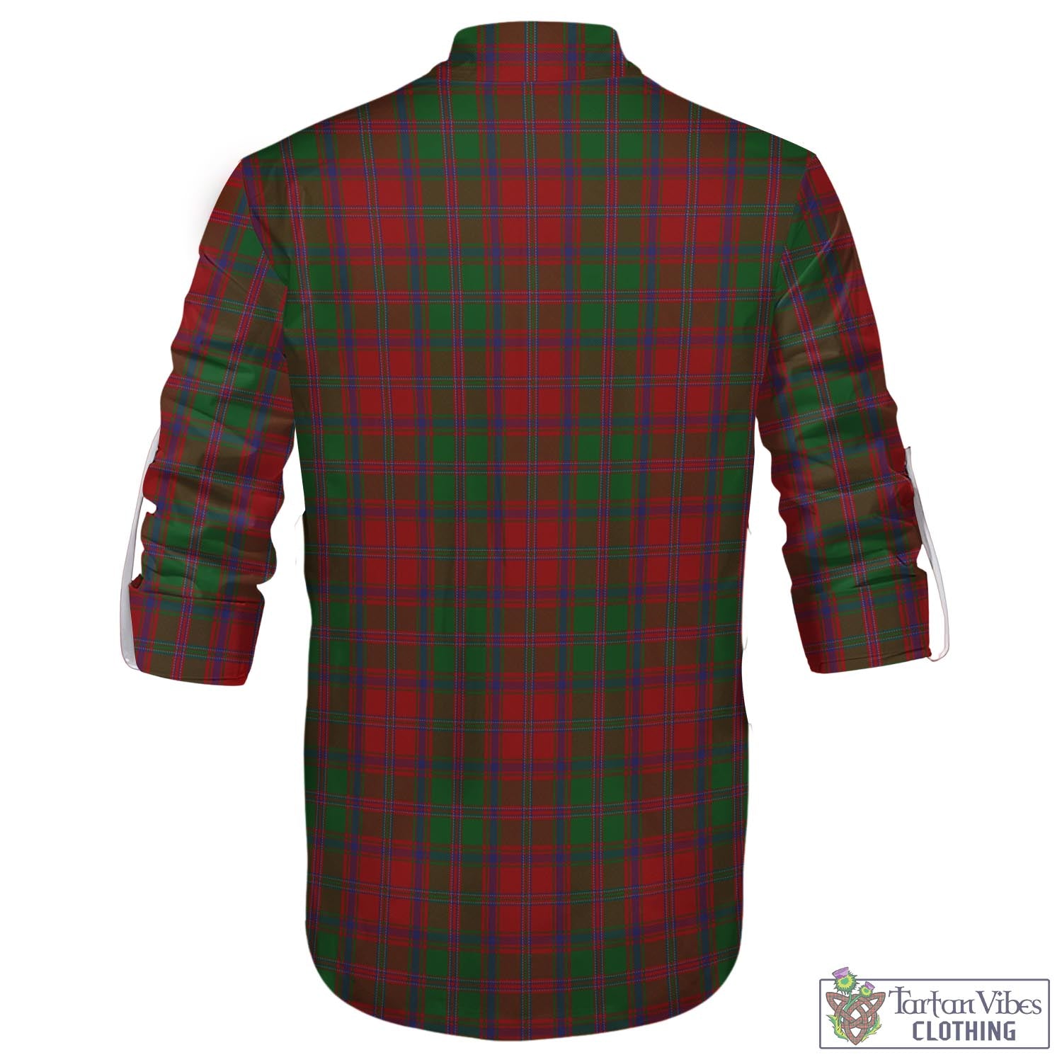 Tartan Vibes Clothing Stewart of Appin Tartan Men's Scottish Traditional Jacobite Ghillie Kilt Shirt with Family Crest