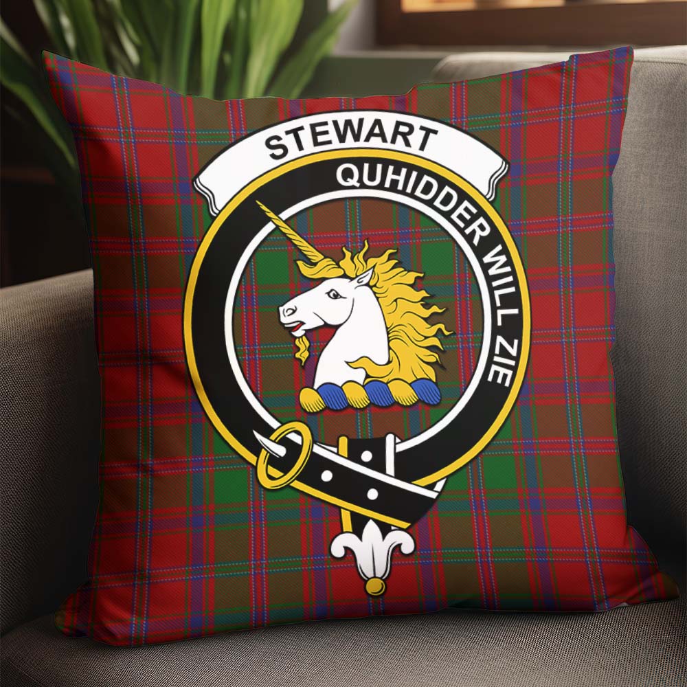 Stewart (Stuart) of Appin Tartan Pillow Cover with Family Crest