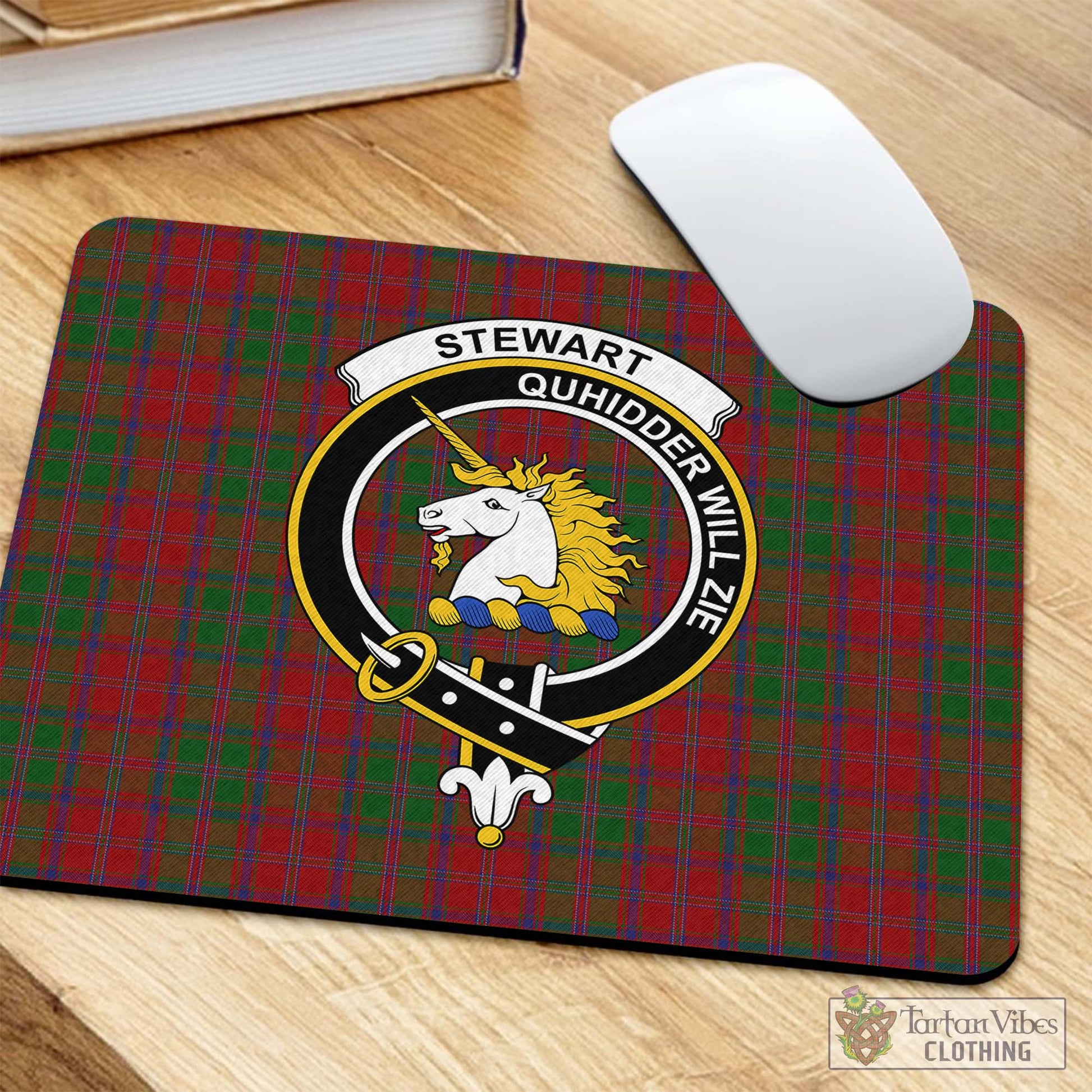 Tartan Vibes Clothing Stewart of Appin Tartan Mouse Pad with Family Crest
