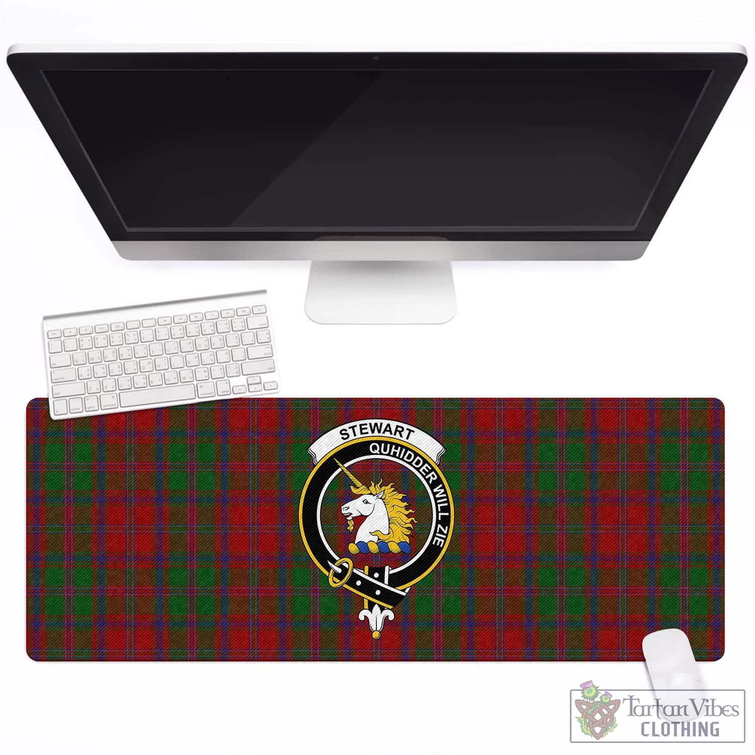 Tartan Vibes Clothing Stewart of Appin Tartan Mouse Pad with Family Crest