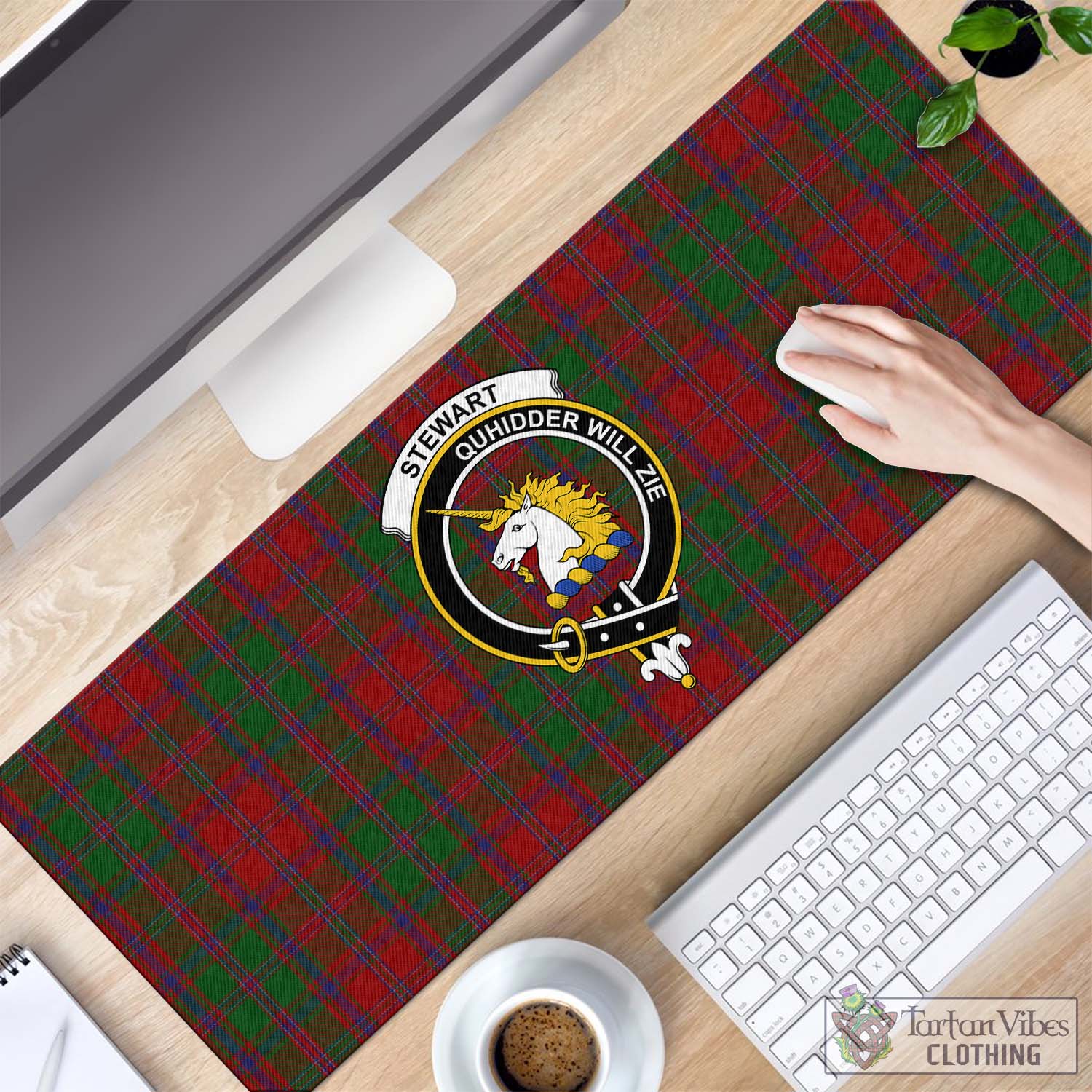 Tartan Vibes Clothing Stewart of Appin Tartan Mouse Pad with Family Crest