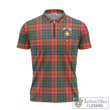 Stewart of Appin Ancient Tartan Zipper Polo Shirt with Family Crest
