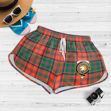 Stewart of Appin Ancient Tartan Womens Shorts with Family Crest