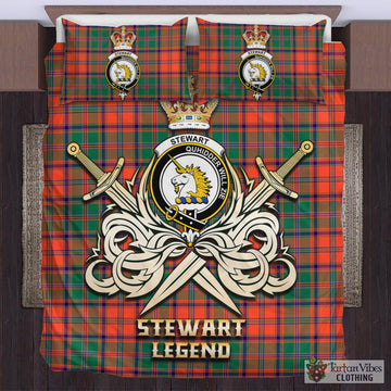 Stewart of Appin Ancient Tartan Bedding Set with Clan Crest and the Golden Sword of Courageous Legacy