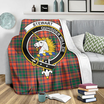 Stewart of Appin Ancient Tartan Blanket with Family Crest
