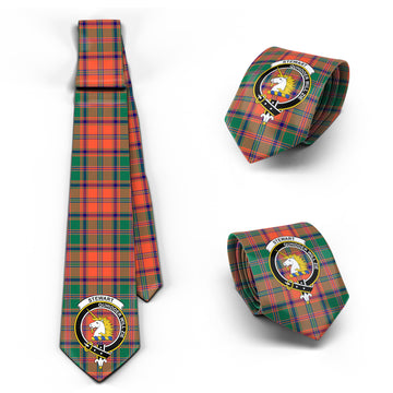 Stewart of Appin Ancient Tartan Classic Necktie with Family Crest