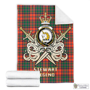 Stewart of Appin Ancient Tartan Blanket with Clan Crest and the Golden Sword of Courageous Legacy