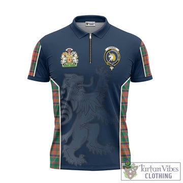 Stewart of Appin Ancient Tartan Zipper Polo Shirt with Family Crest and Lion Rampant Vibes Sport Style