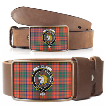 Stewart of Appin Ancient Tartan Belt Buckles with Family Crest
