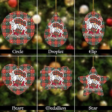 Stewart of Appin Ancient Tartan Christmas Ornaments with Scottish Gnome Playing Bagpipes