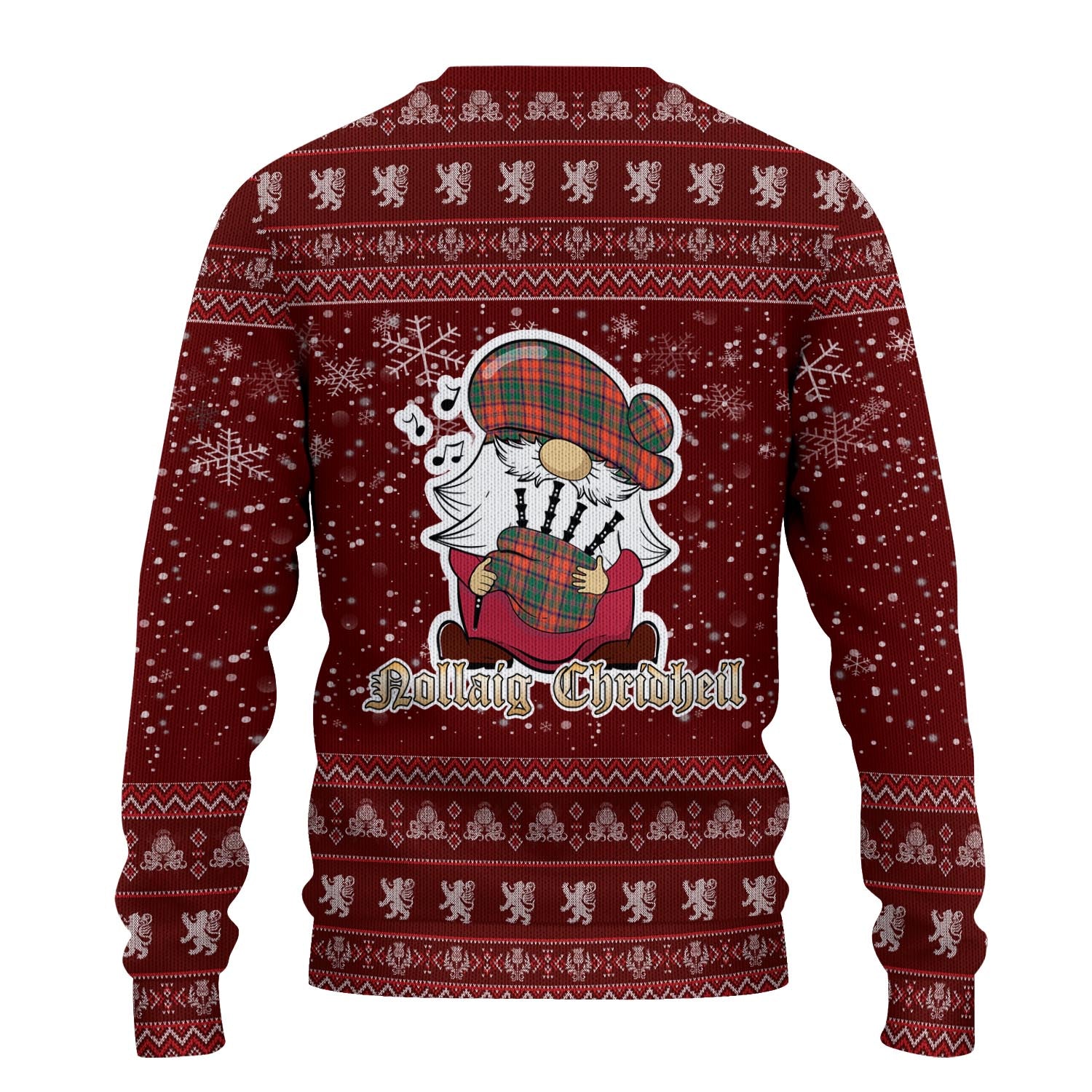 Stewart of Appin Ancient Clan Christmas Family Knitted Sweater with Funny Gnome Playing Bagpipes - Tartanvibesclothing