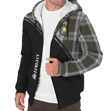 Stewart of Appin Dress Tartan Sherpa Hoodie with Family Crest Curve Style