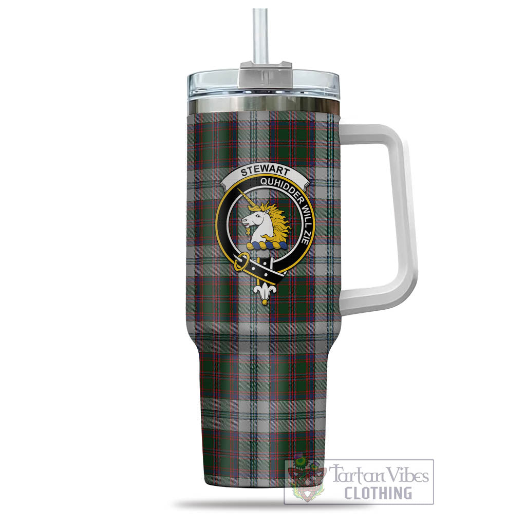 Tartan Vibes Clothing Stewart of Appin Dress Tartan and Family Crest Tumbler with Handle