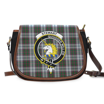 Stewart of Appin Dress Tartan Saddle Bag with Family Crest