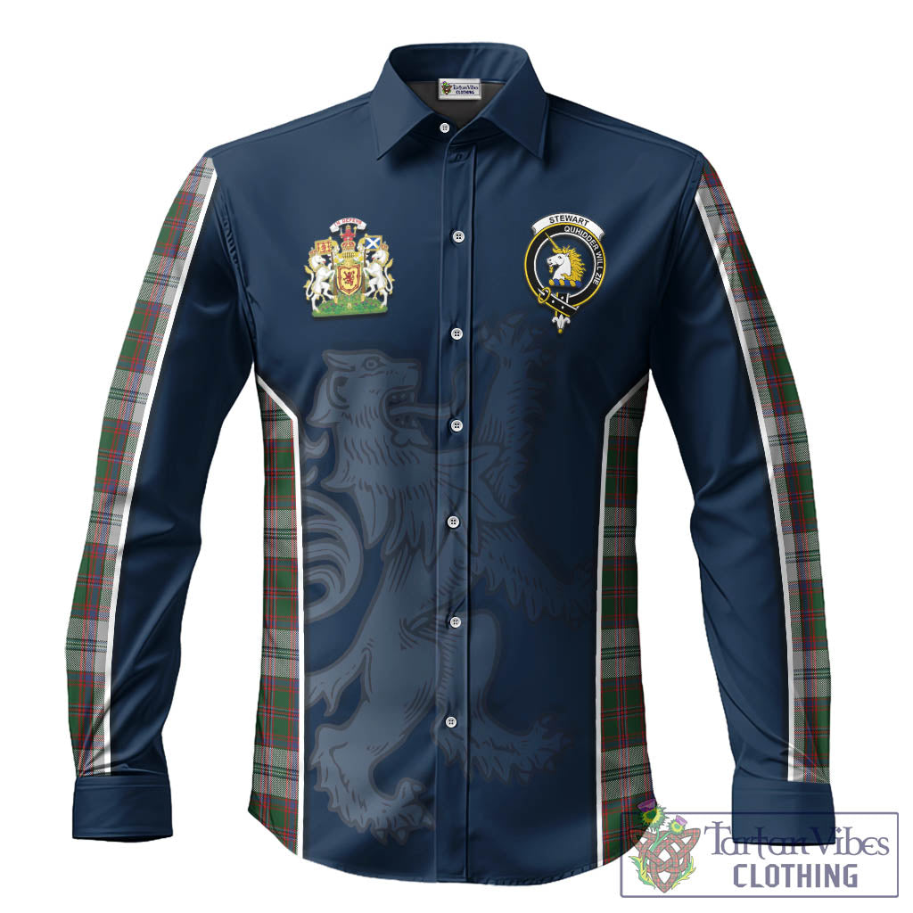 Stewart of Appin Dress Tartan Long Sleeve Button Up Shirt with Family Crest and Lion Rampant Vibes Sport Style