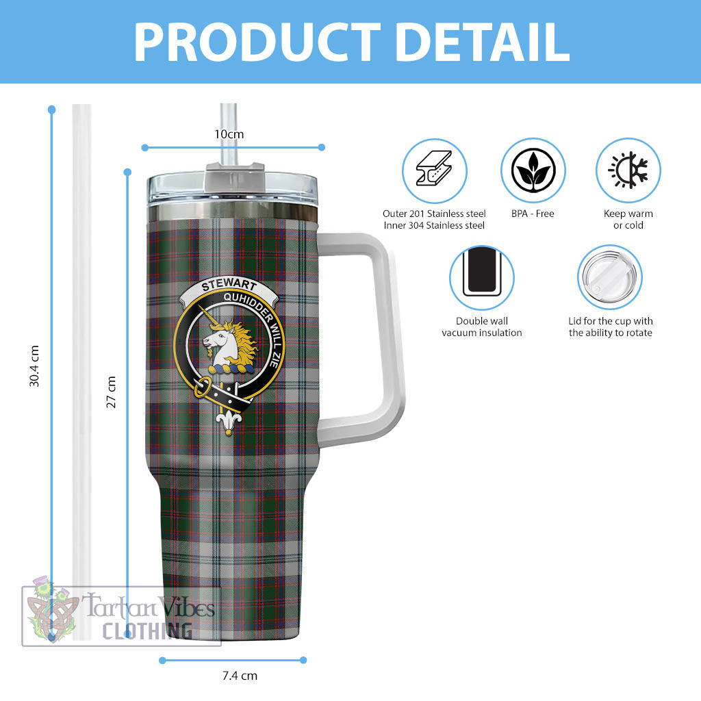 Tartan Vibes Clothing Stewart of Appin Dress Tartan and Family Crest Tumbler with Handle