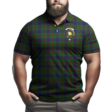Stewart of Appin Hunting Tartan Men's Polo Shirt with Family Crest