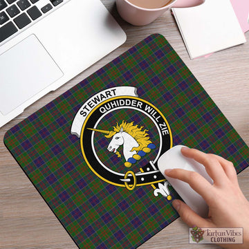 Stewart of Appin Hunting Tartan Mouse Pad with Family Crest