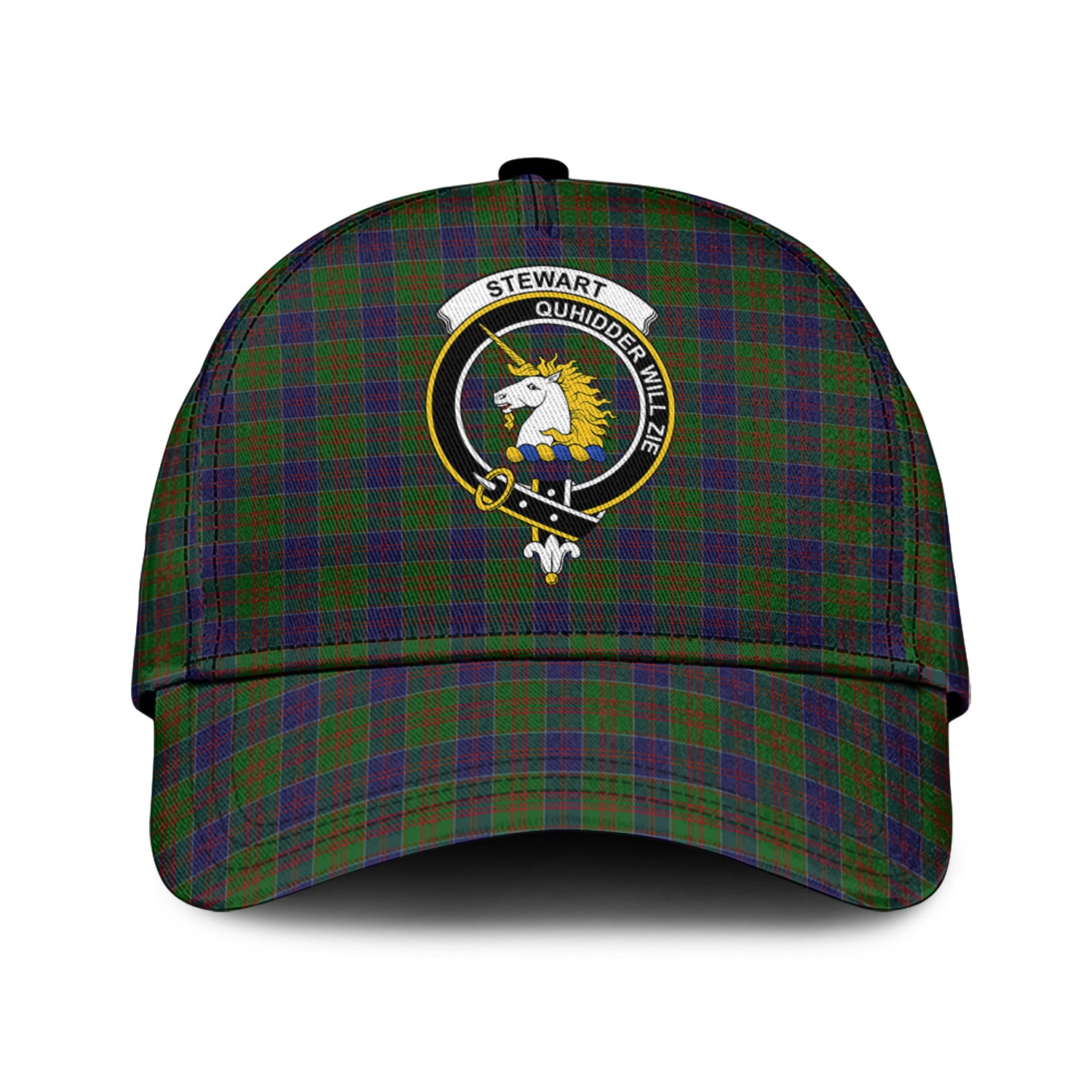 stewart-of-appin-hunting-tartan-classic-cap-with-family-crest
