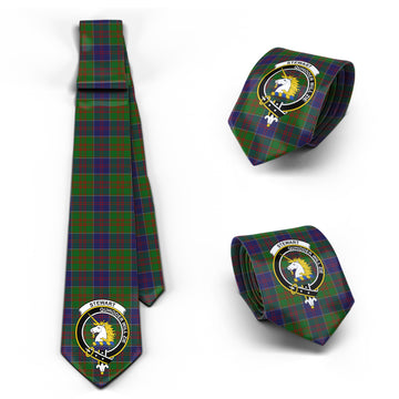 Stewart of Appin Hunting Tartan Classic Necktie with Family Crest