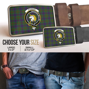 Stewart of Appin Hunting Tartan Belt Buckles with Family Crest