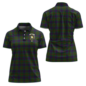stewart-of-appin-hunting-tartan-polo-shirt-with-family-crest-for-women