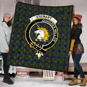 Stewart of Appin Hunting Tartan Quilt with Family Crest