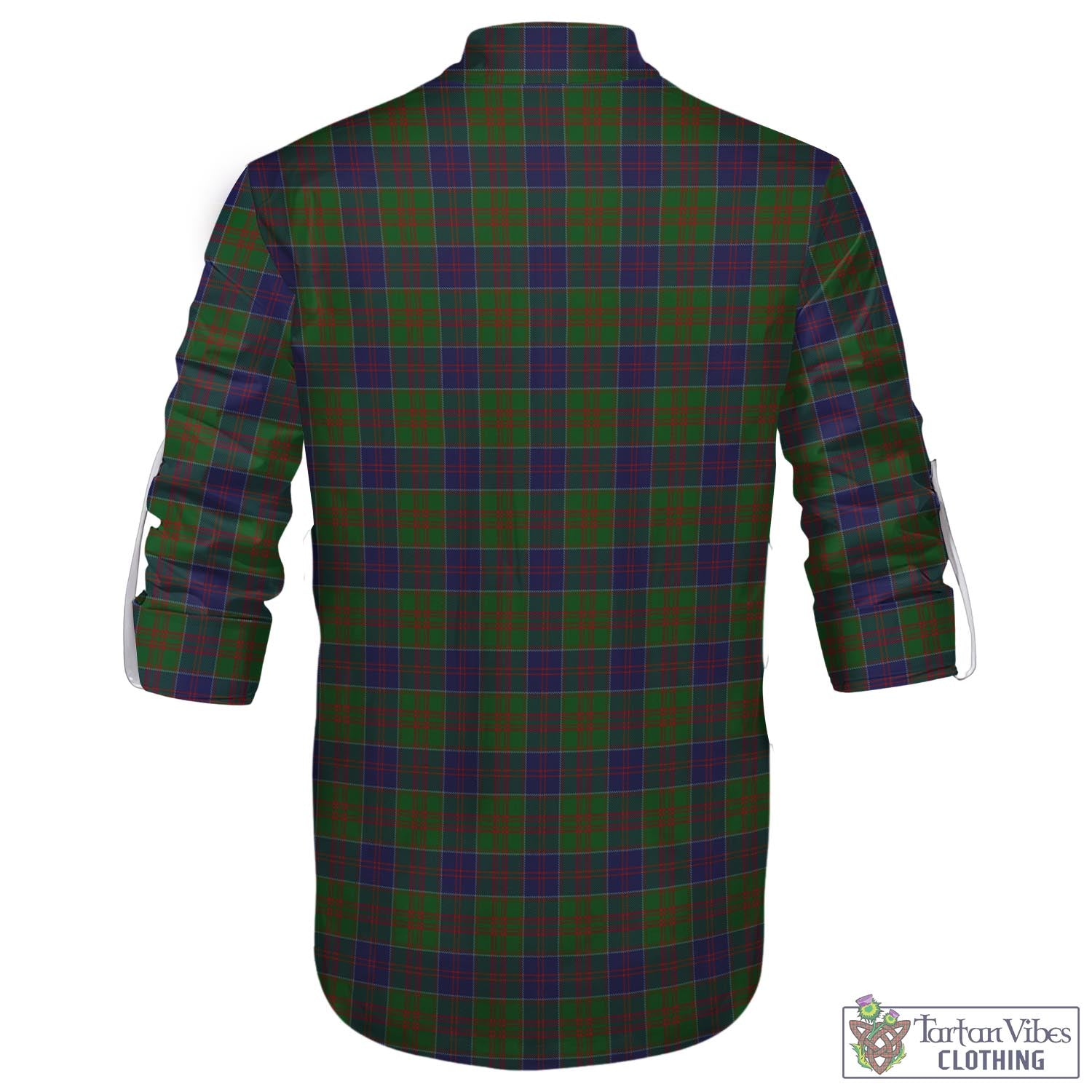 Tartan Vibes Clothing Stewart of Appin Hunting Tartan Men's Scottish Traditional Jacobite Ghillie Kilt Shirt with Family Crest