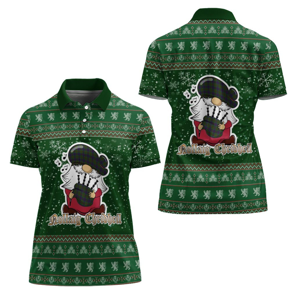 Stewart of Appin Hunting Clan Christmas Family Polo Shirt with Funny Gnome Playing Bagpipes - Tartanvibesclothing