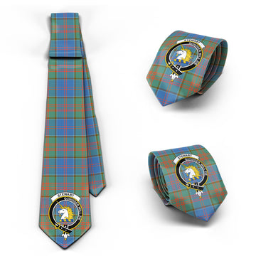 Stewart of Appin Hunting Ancient Tartan Classic Necktie with Family Crest
