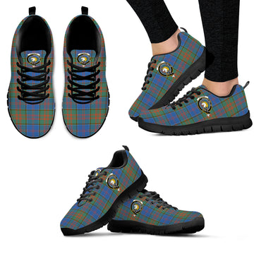 Stewart of Appin Hunting Ancient Tartan Sneakers with Family Crest